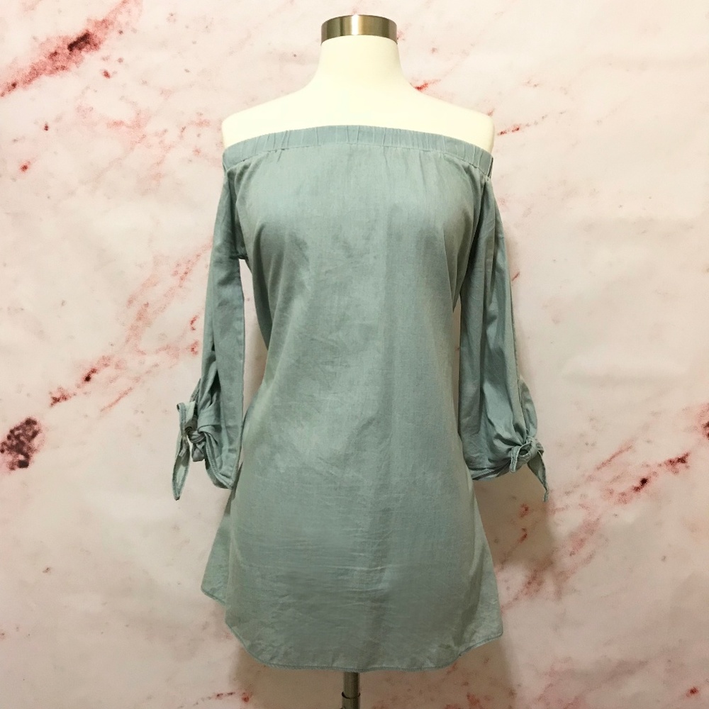 Off-The-Shoulder Blue Dress